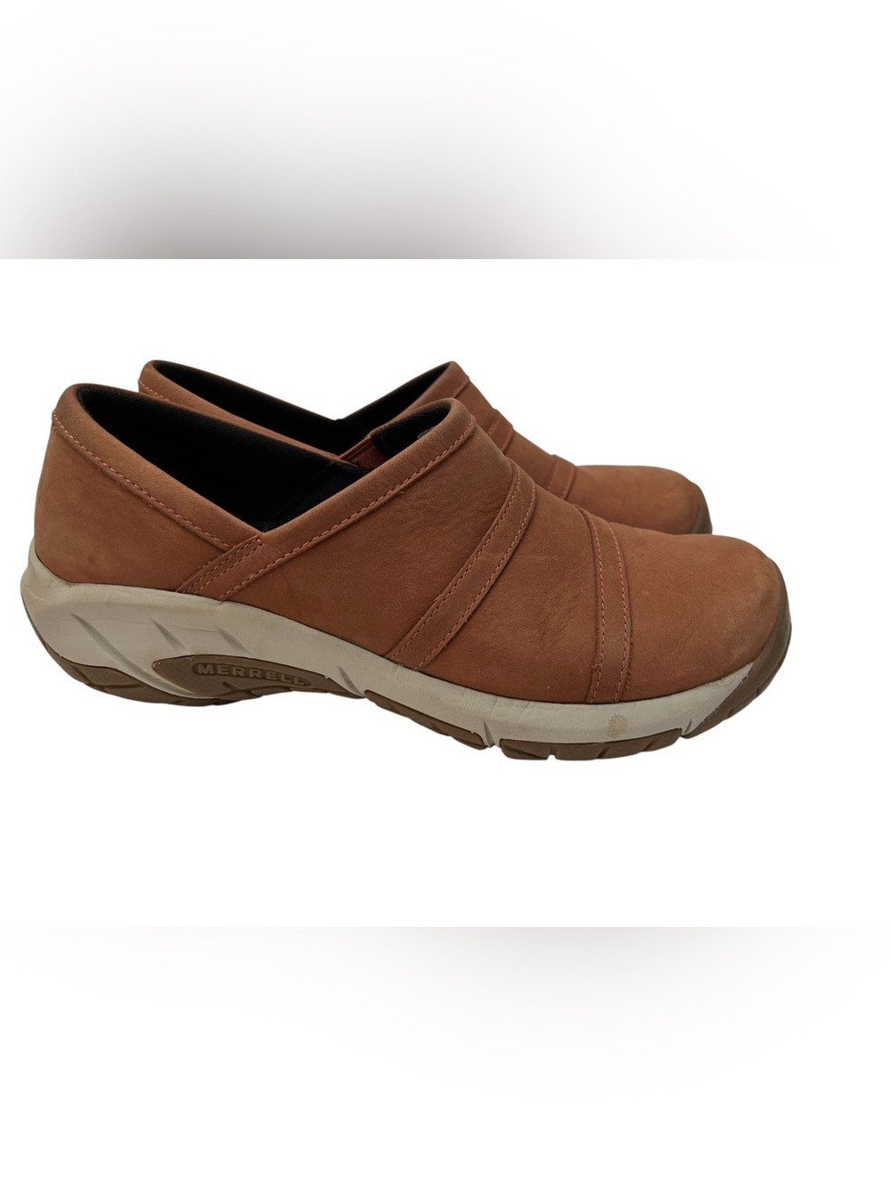 Merrell Encore Moc 4 Women’s Size 8 Leather Slip On Shoes Brown Comfort J001442